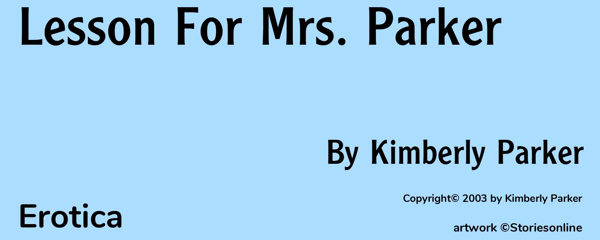 Lesson For Mrs. Parker - Cover