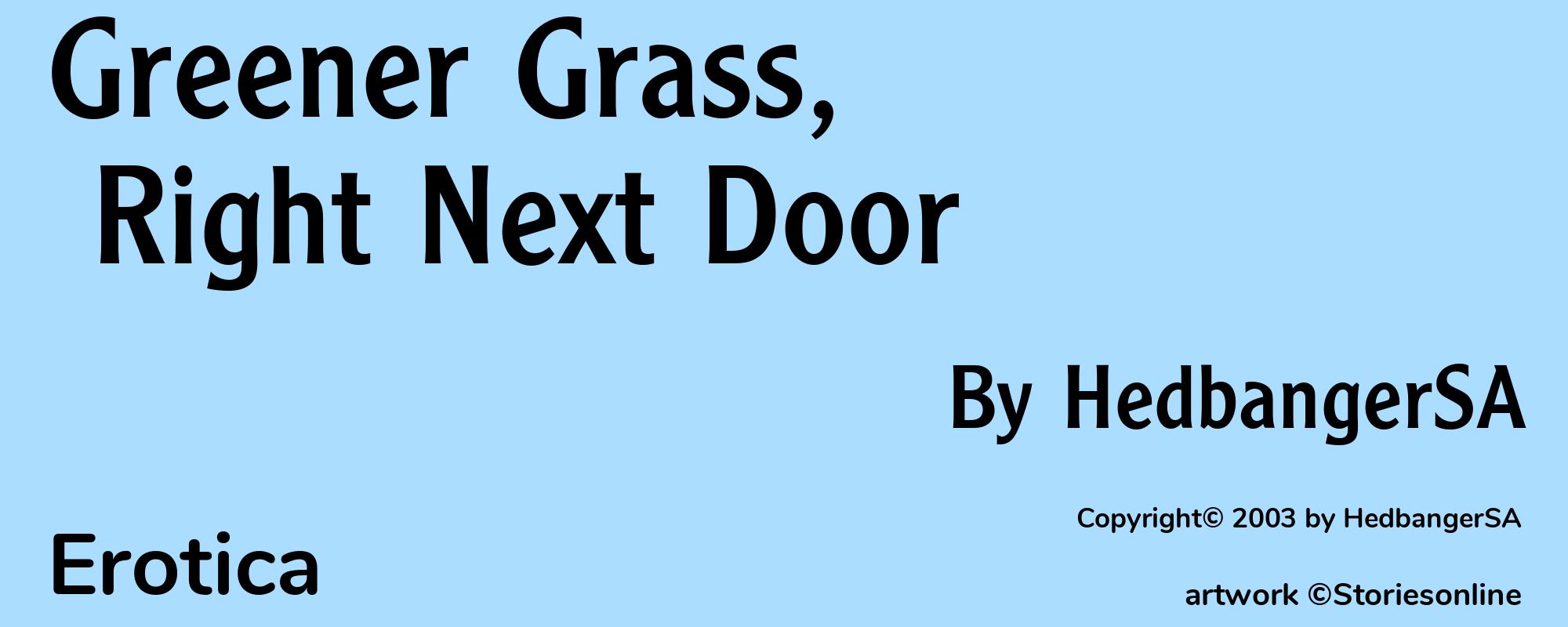 Greener Grass, Right Next Door - Cover