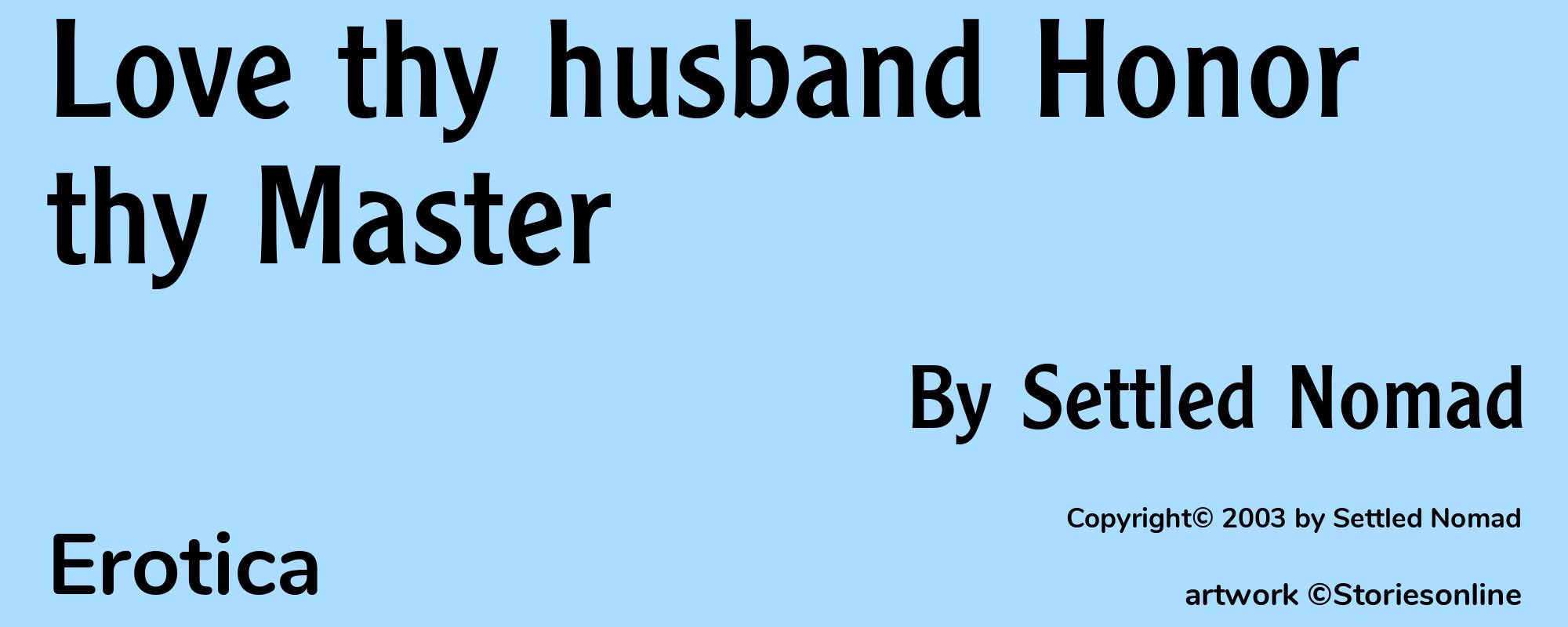 Love thy husband Honor thy Master - Cover