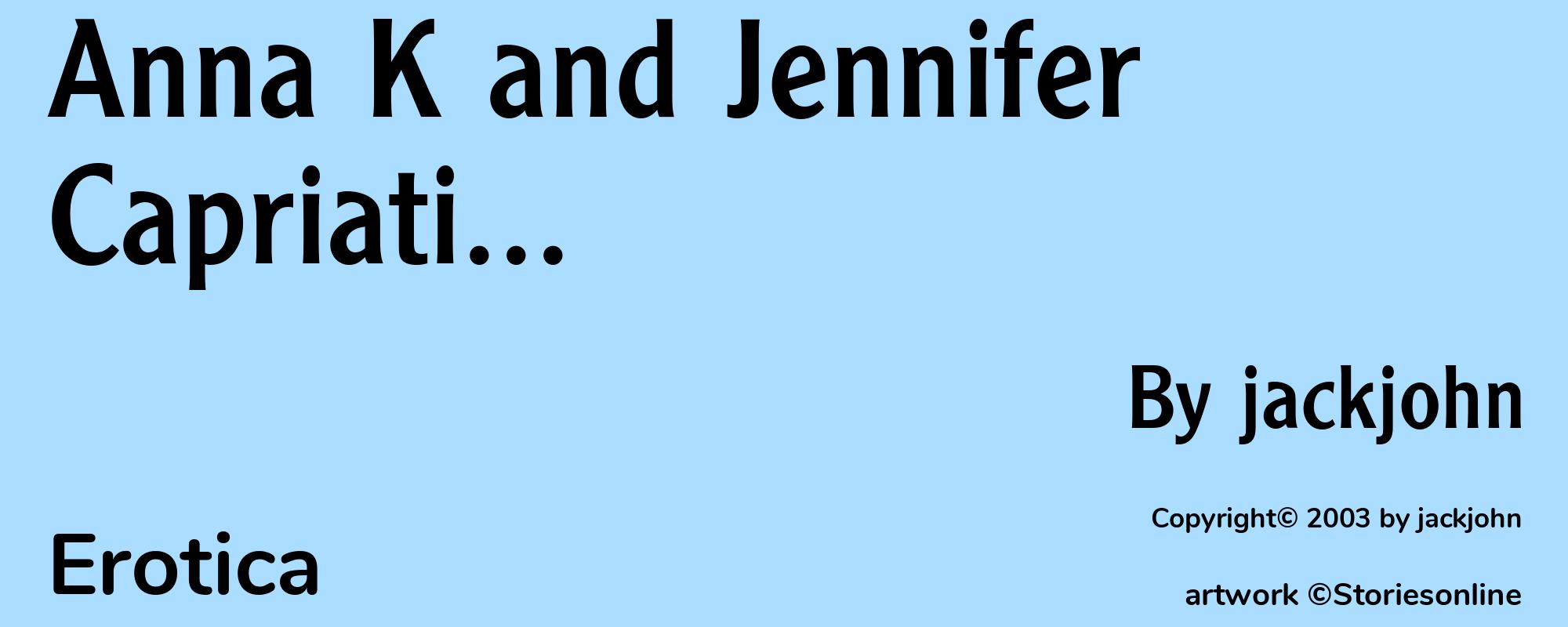 Anna K and Jennifer Capriati... - Cover