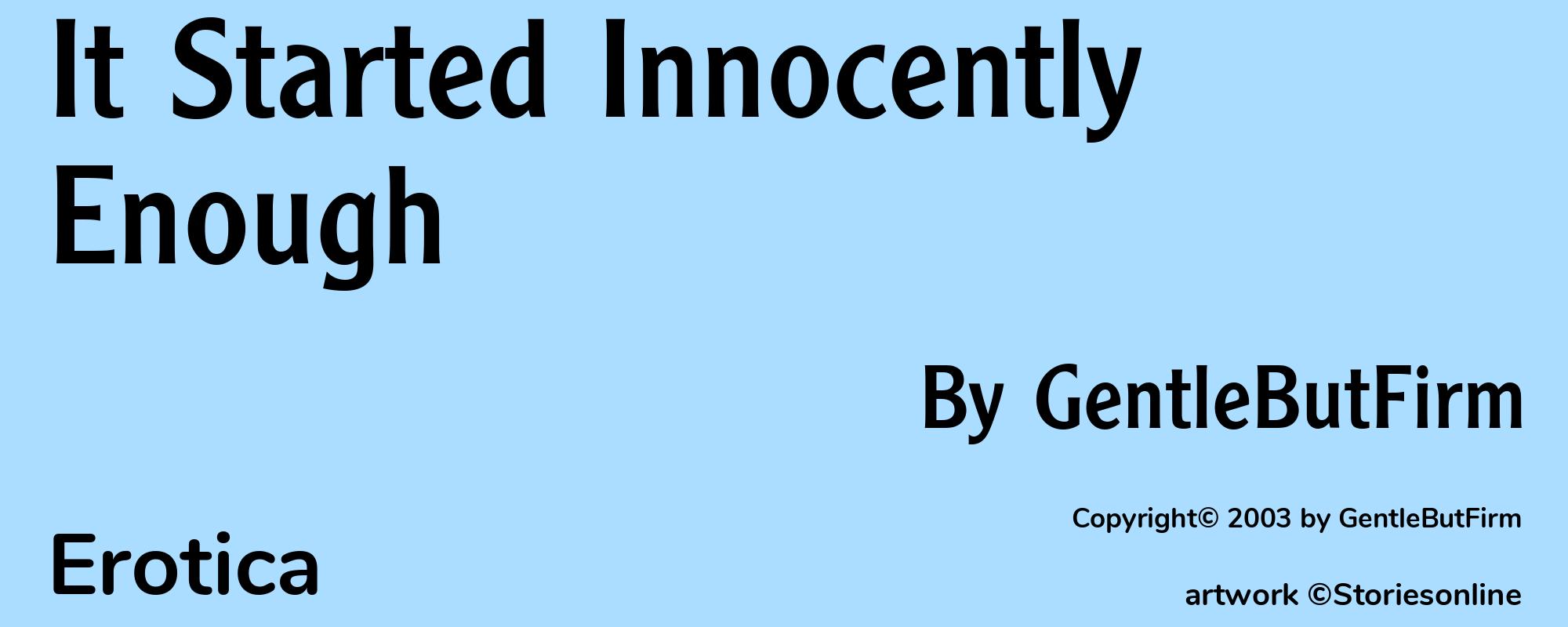 It Started Innocently Enough - Cover