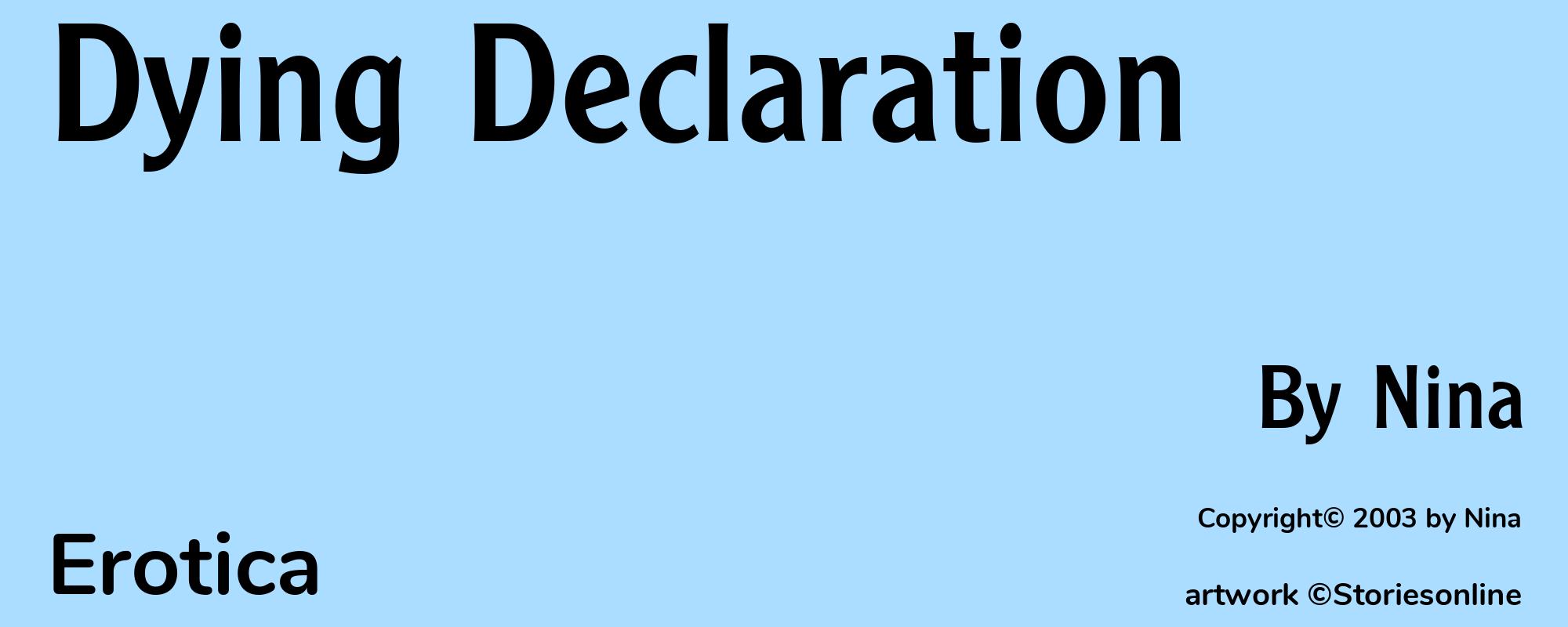 Dying Declaration - Cover