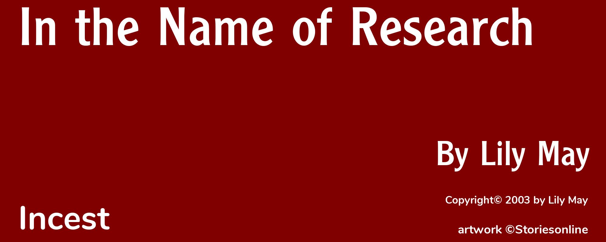 In the Name of Research - Cover