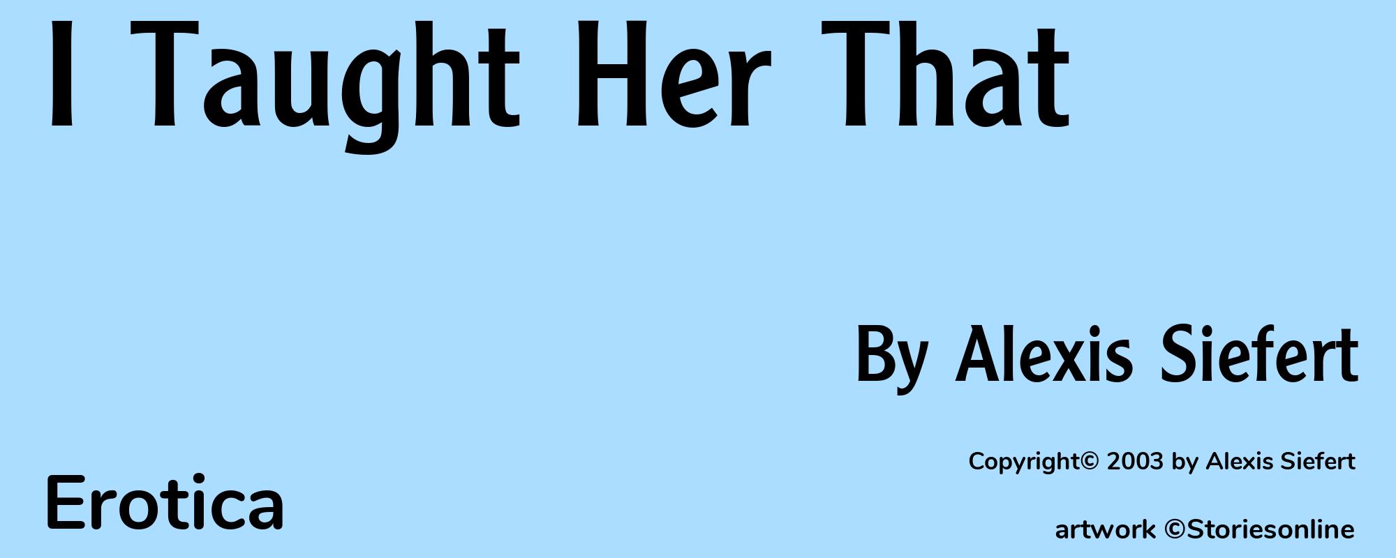 I Taught Her That - Cover