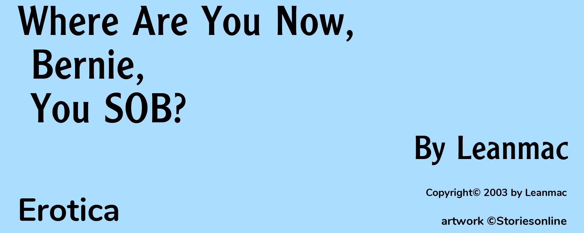 Where Are You Now, Bernie, You SOB? - Cover