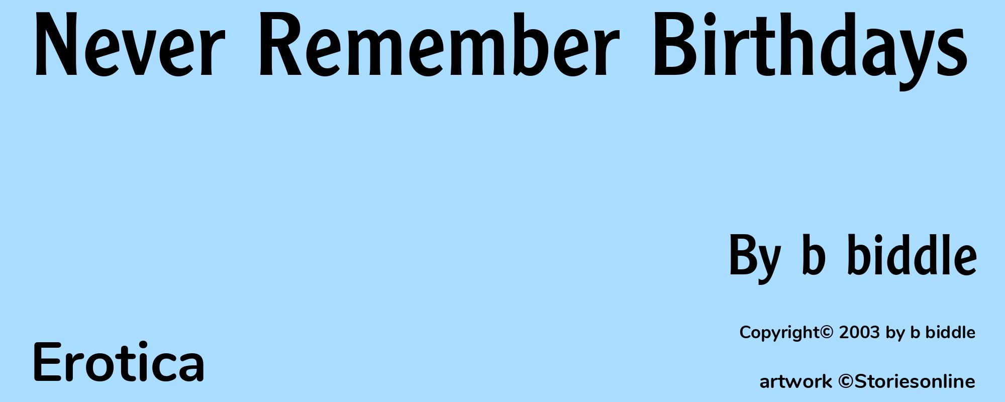 Never Remember Birthdays - Cover