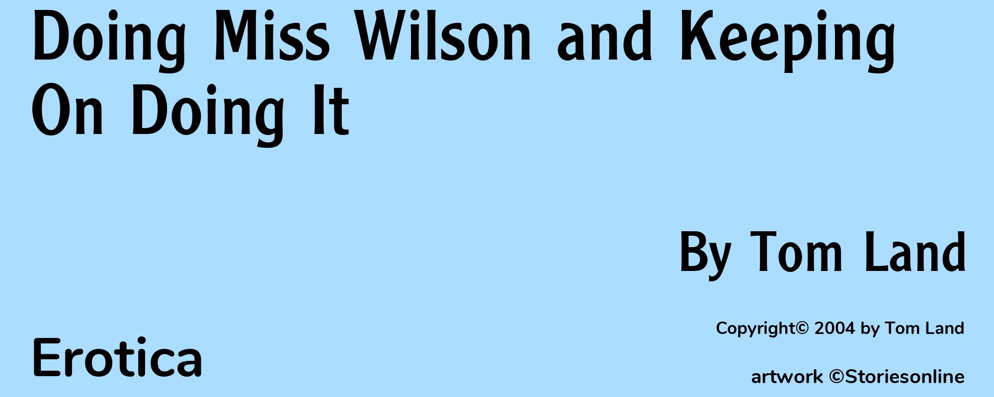 Doing Miss Wilson and Keeping On Doing It - Cover