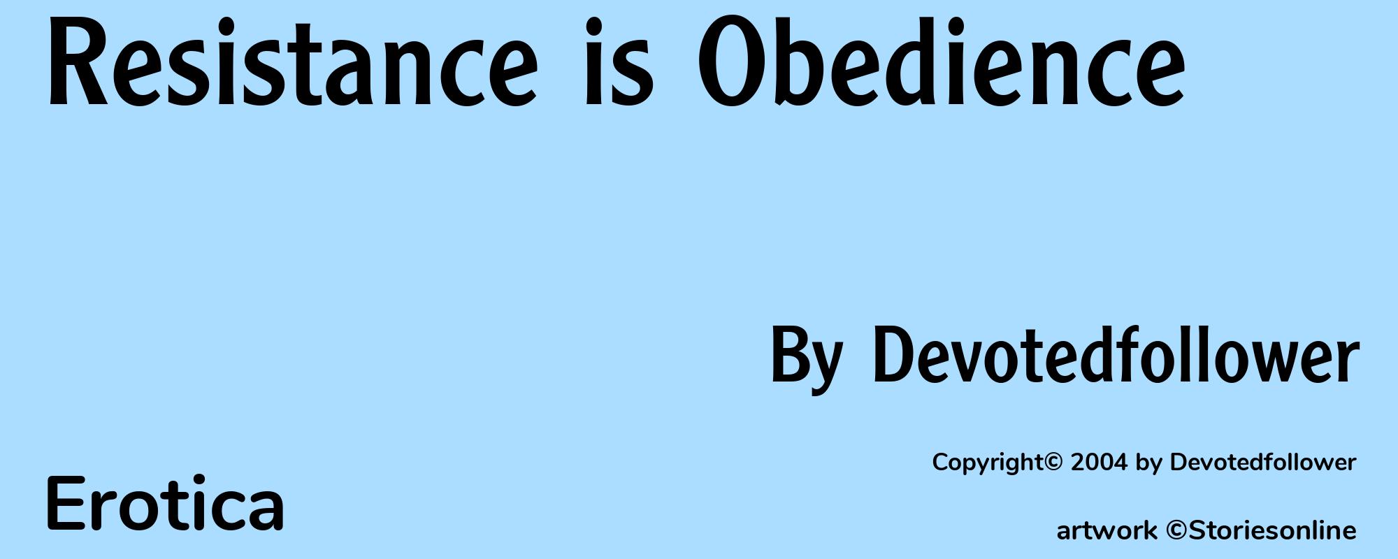 Resistance is Obedience - Cover