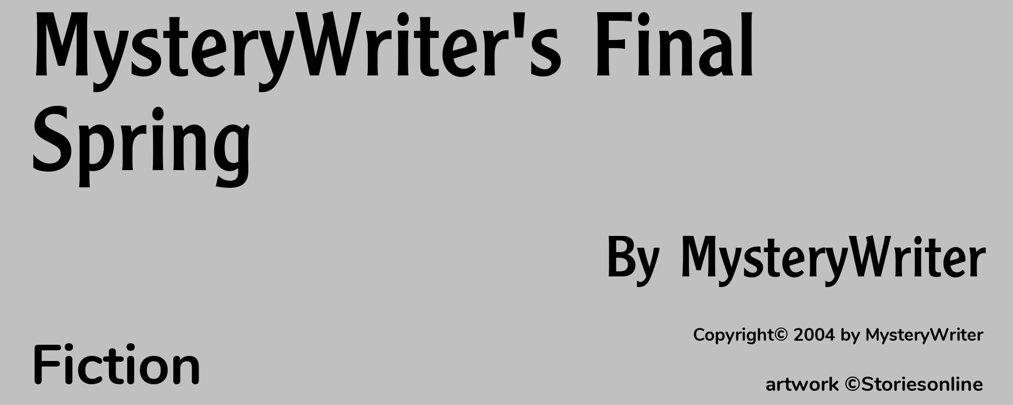 MysteryWriter's Final Spring - Cover