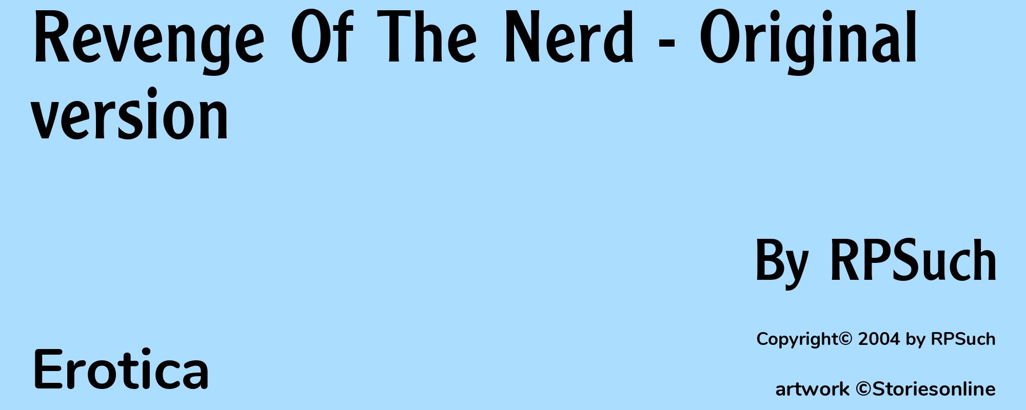 Revenge Of The Nerd - Original version - Cover