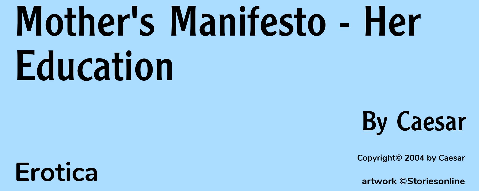 Mother's Manifesto - Her Education - Cover