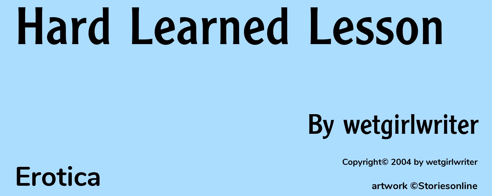 Hard Learned Lesson - Cover