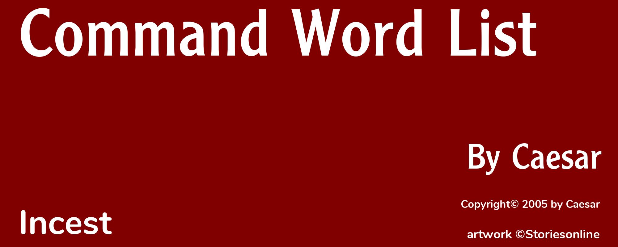 Command Word List - Cover