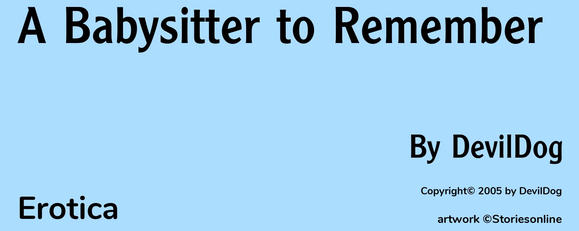 A Babysitter to Remember - Cover