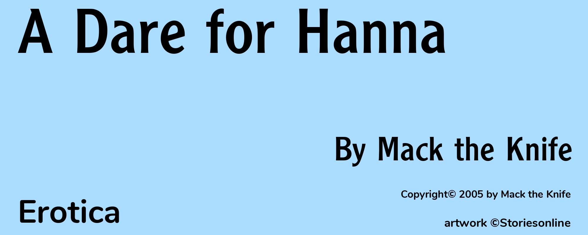 A Dare for Hanna - Cover