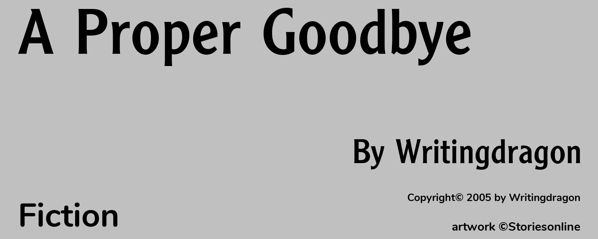 A Proper Goodbye - Cover