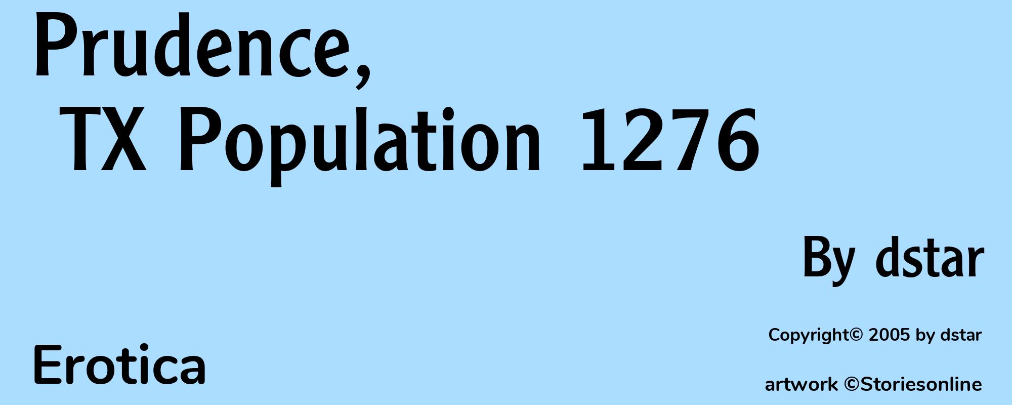 Prudence, TX Population 1276 - Cover