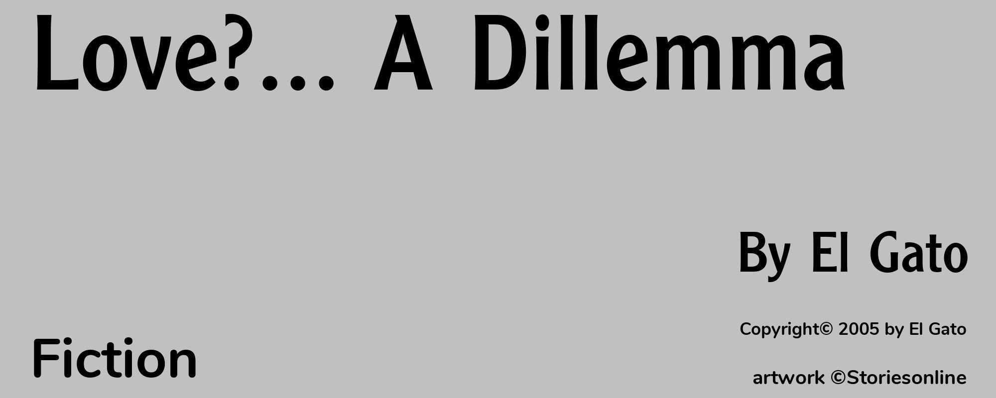 Love?... A Dillemma - Cover
