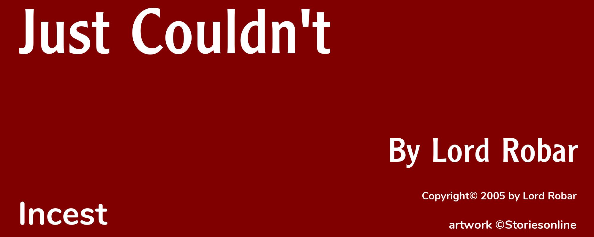 Just Couldn't - Cover