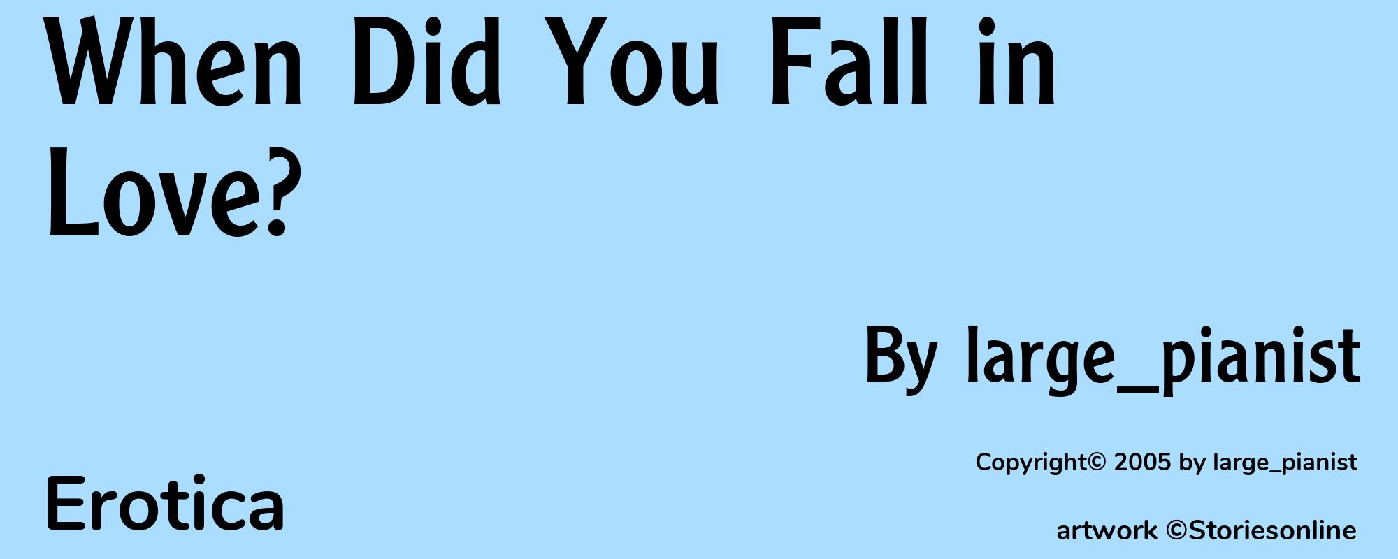 When Did You Fall in Love? - Cover