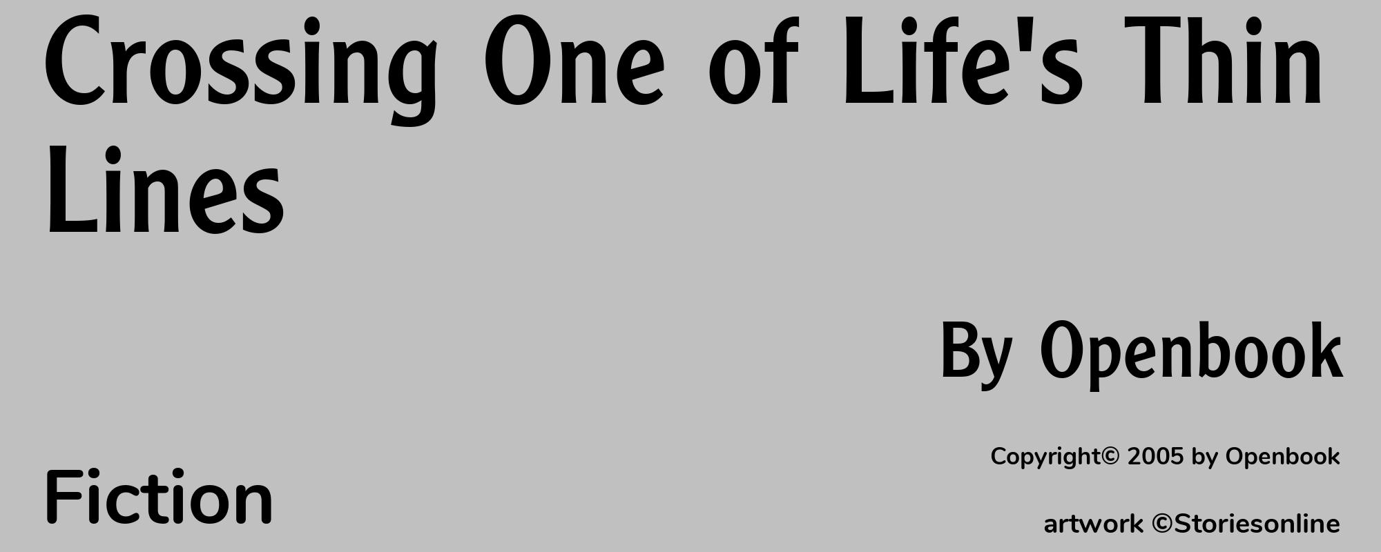 Crossing One of Life's Thin Lines - Cover