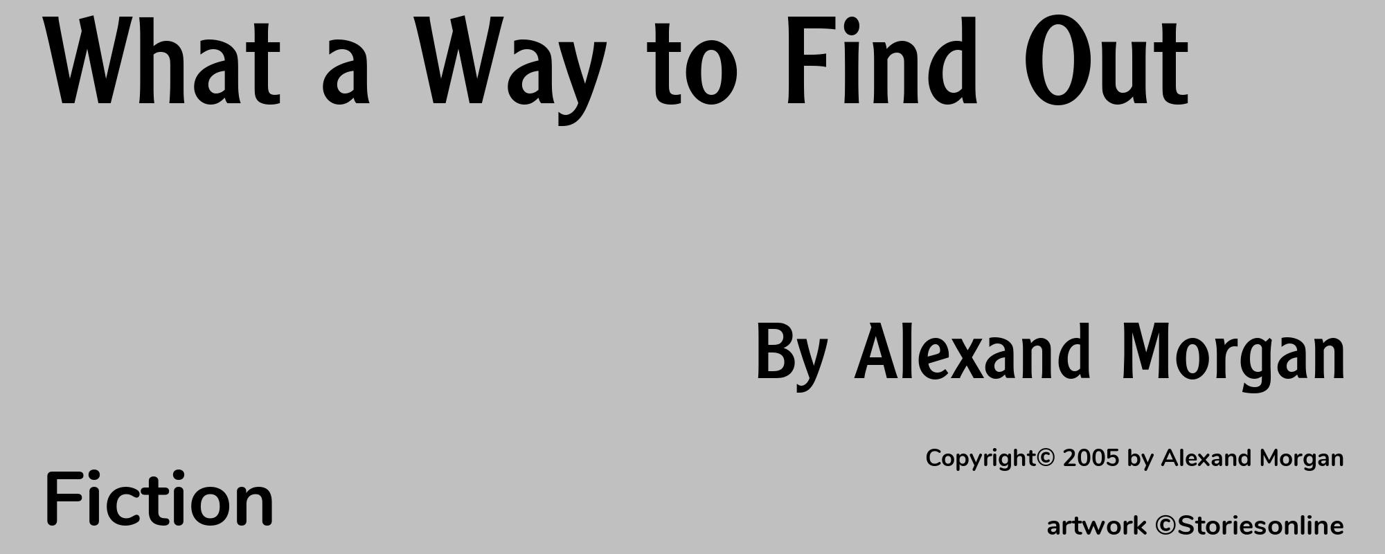What a Way to Find Out - Cover