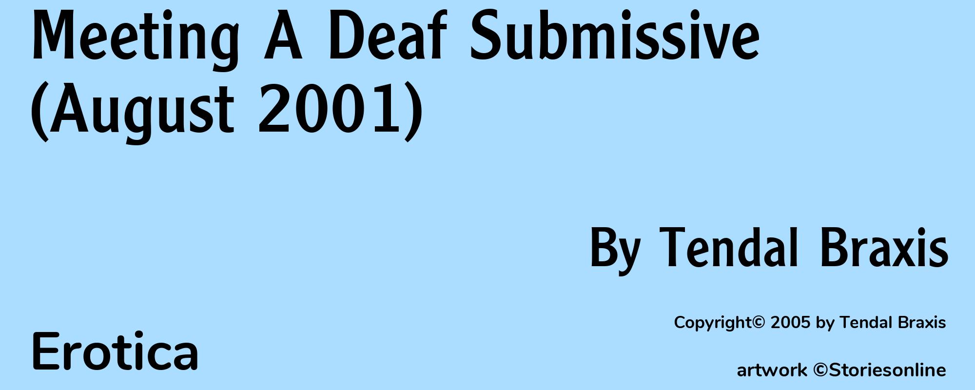 Meeting A Deaf Submissive (August 2001) - Cover