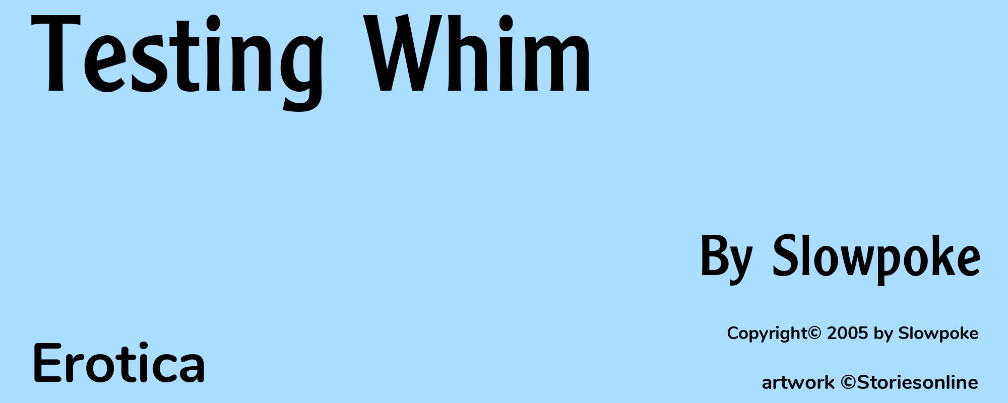 Testing Whim - Cover