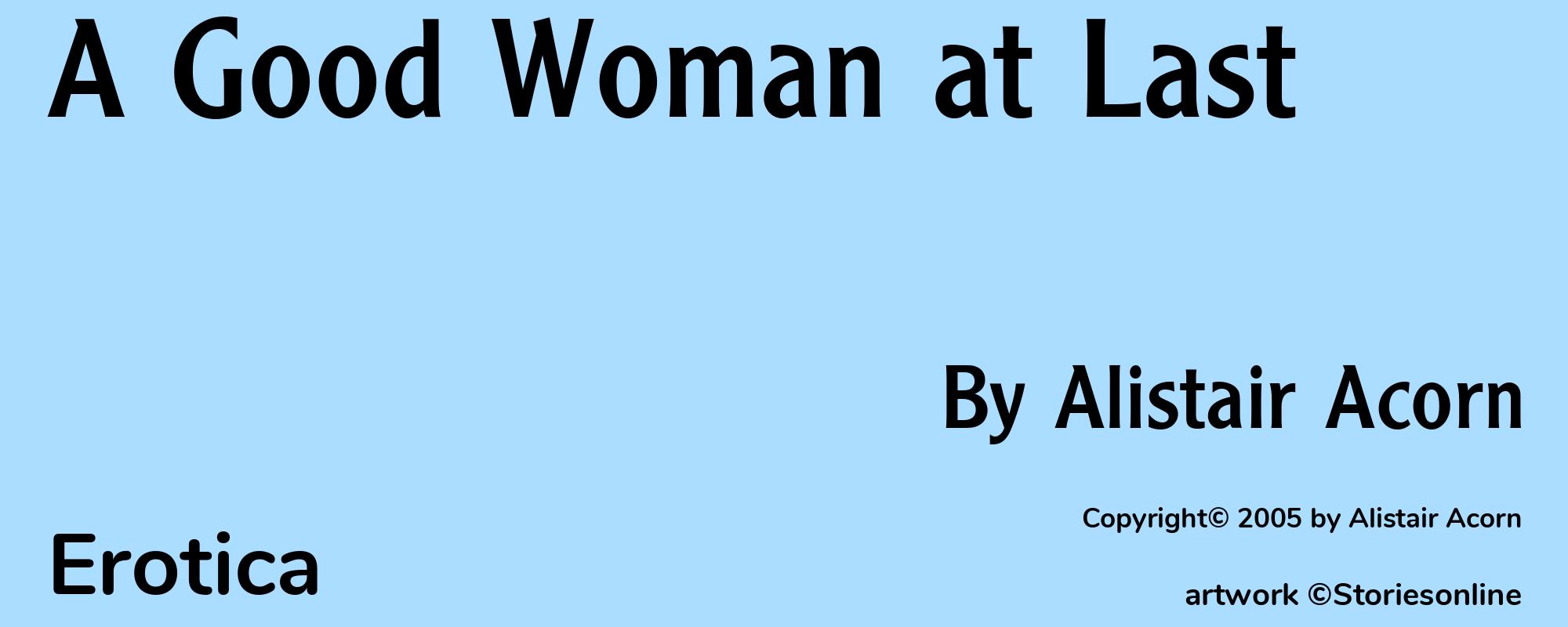 A Good Woman at Last - Cover