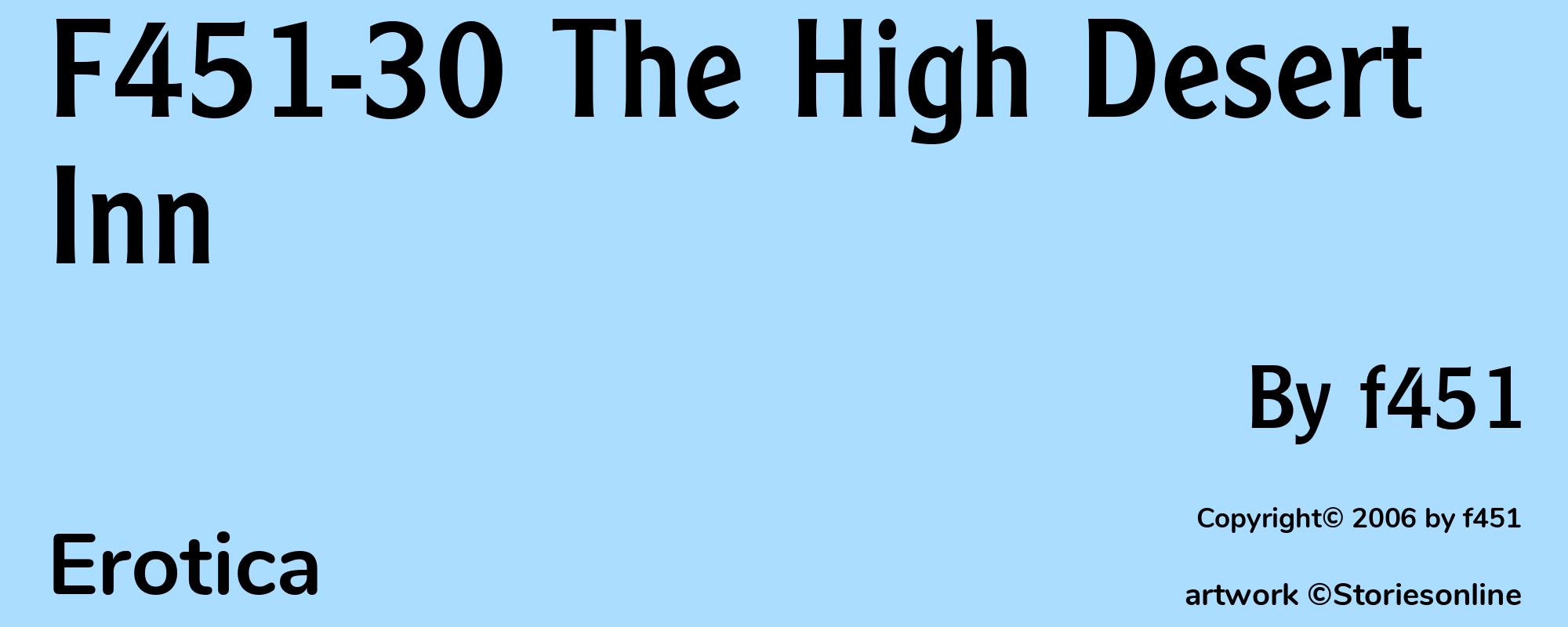 F451-30 The High Desert Inn - Cover