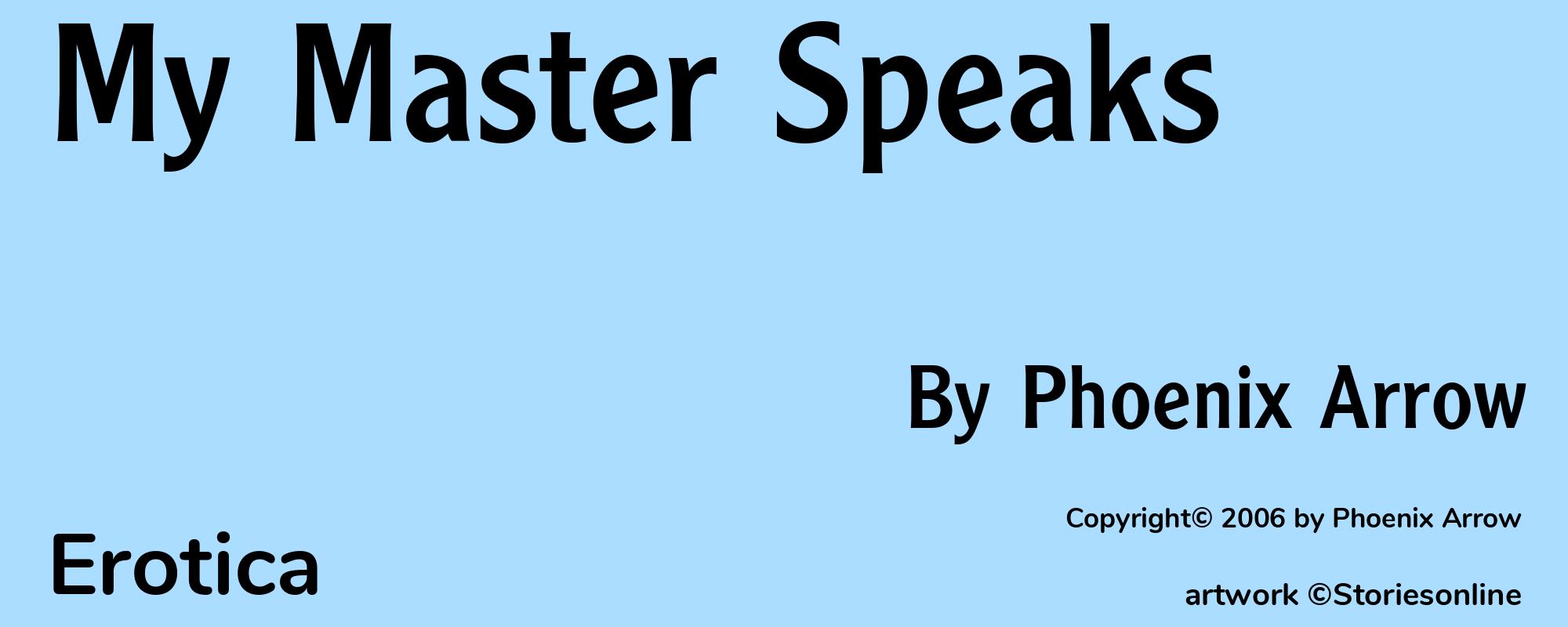 My Master Speaks - Cover