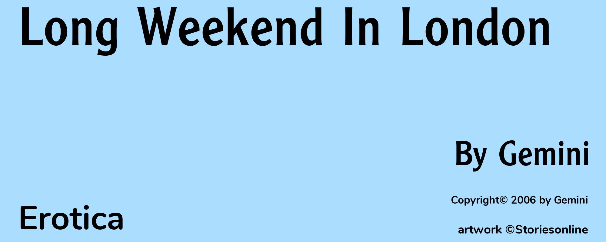 Long Weekend In London - Cover