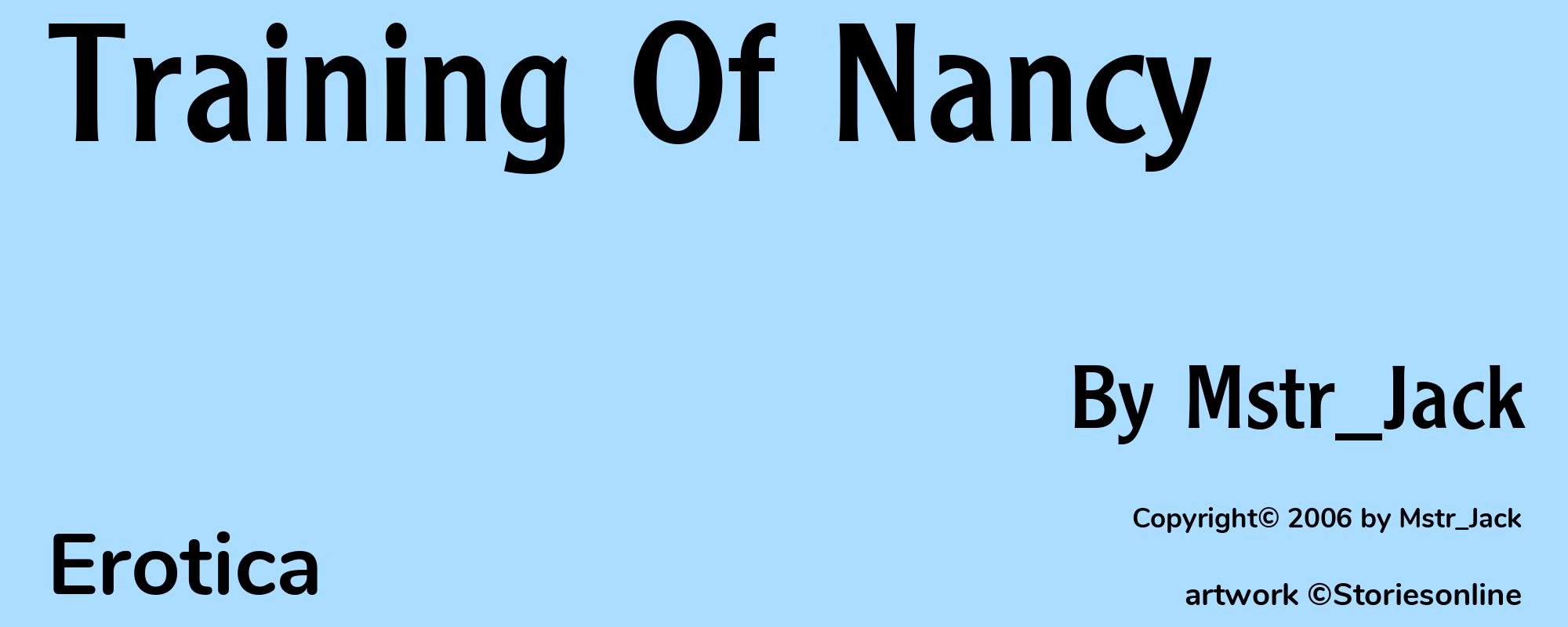 Training Of Nancy - Cover