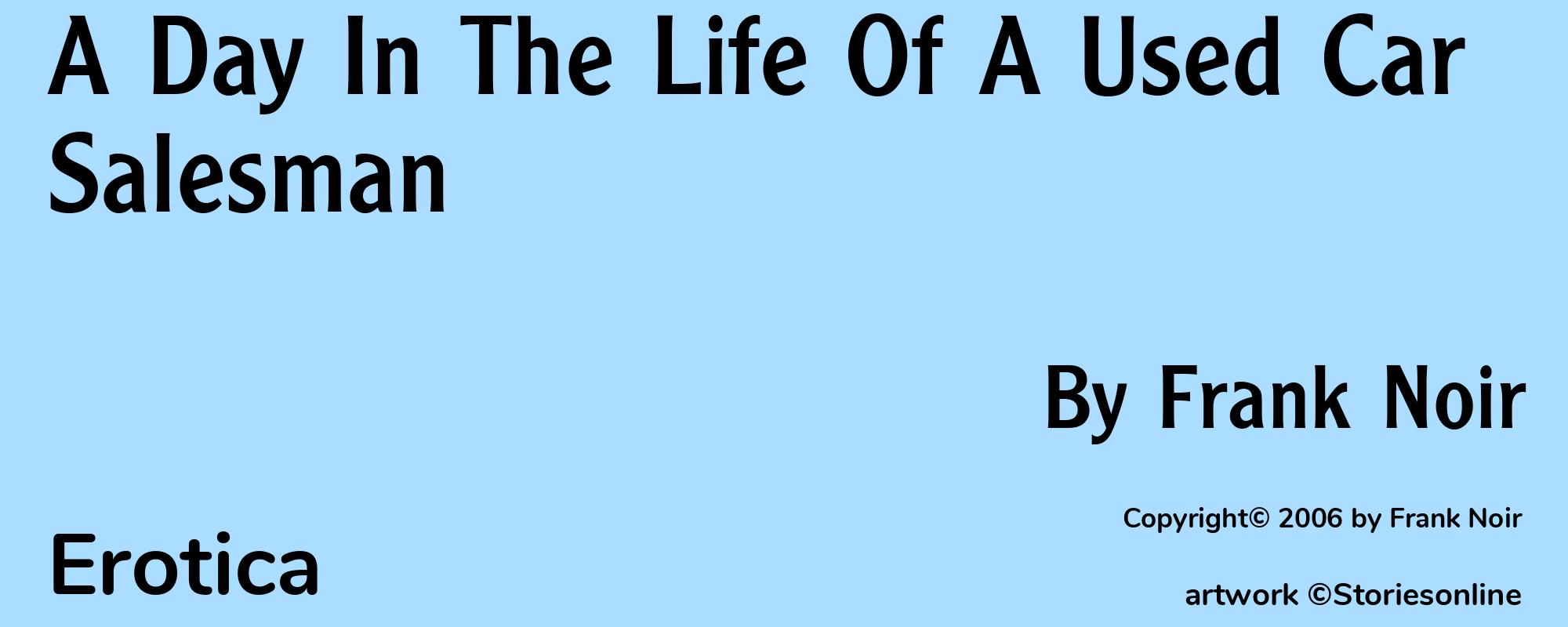 A Day In The Life Of A Used Car Salesman - Cover