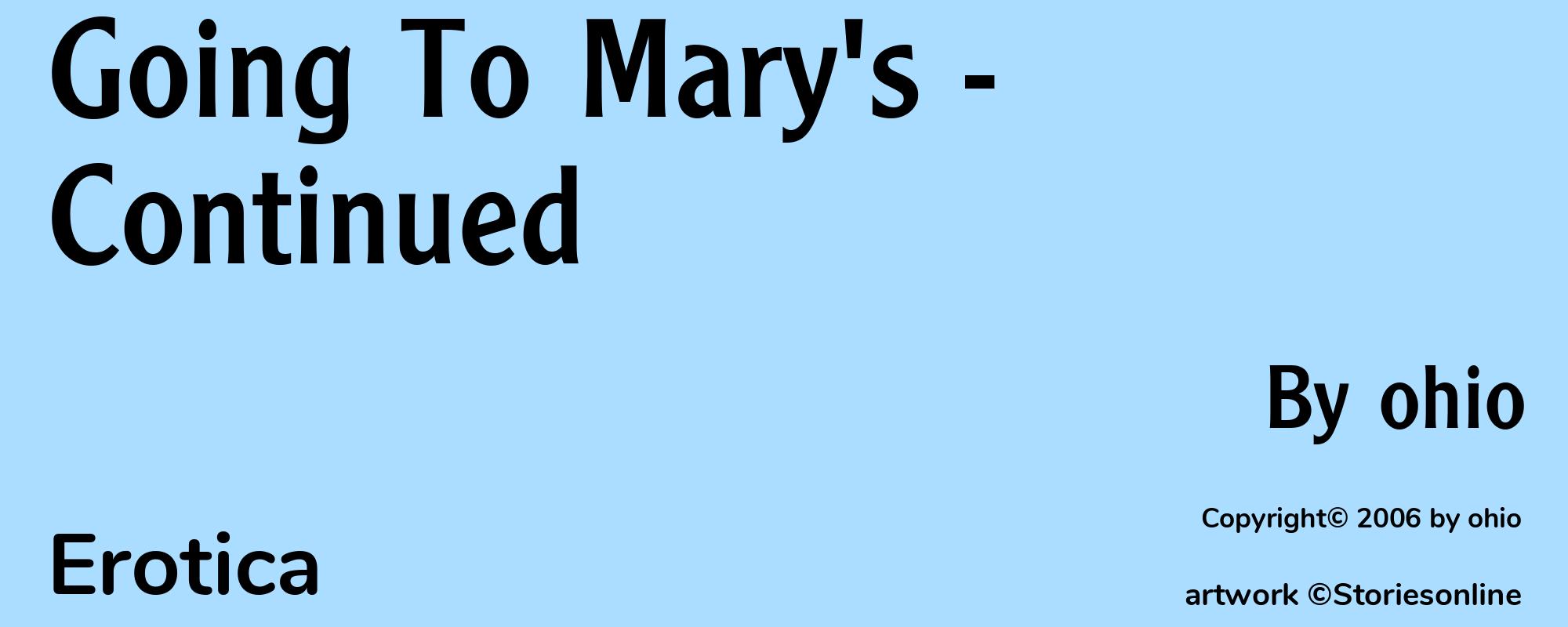 Going To Mary's - Continued - Cover