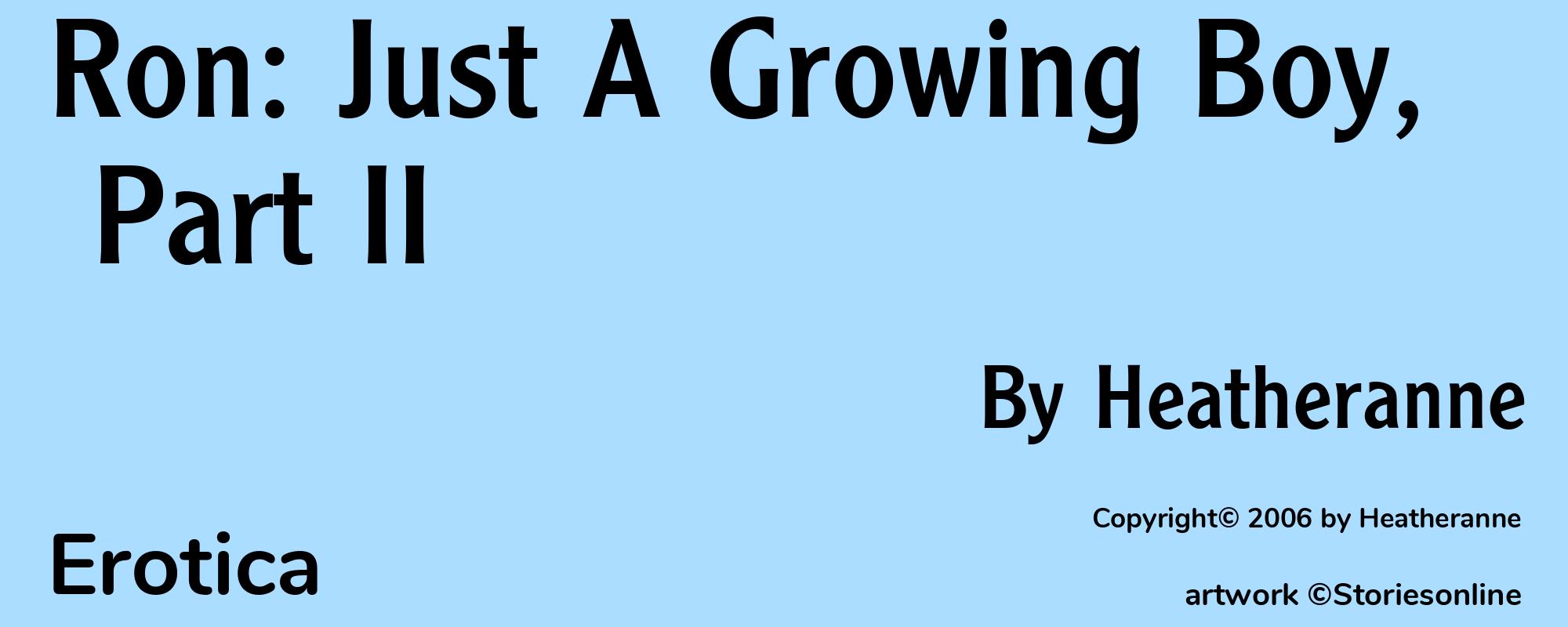 Ron: Just A Growing Boy, Part II - Cover