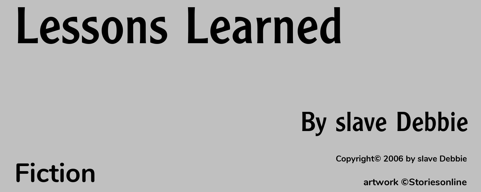 Lessons Learned - Cover