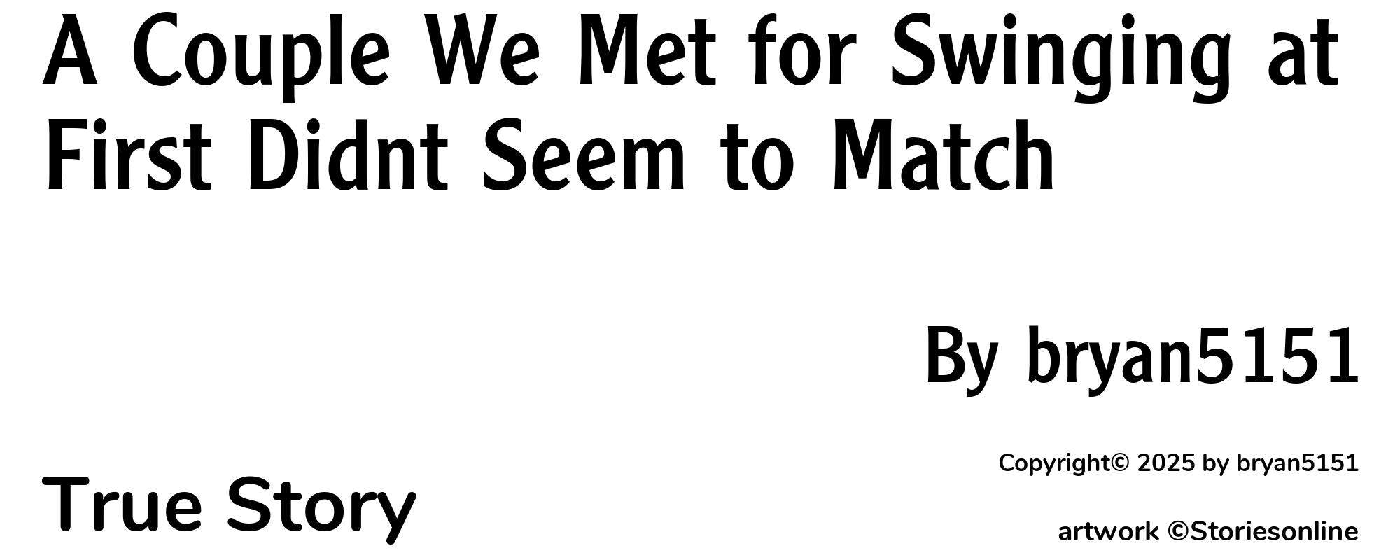 A Couple We Met for Swinging at First Didnt Seem to Match - Cover