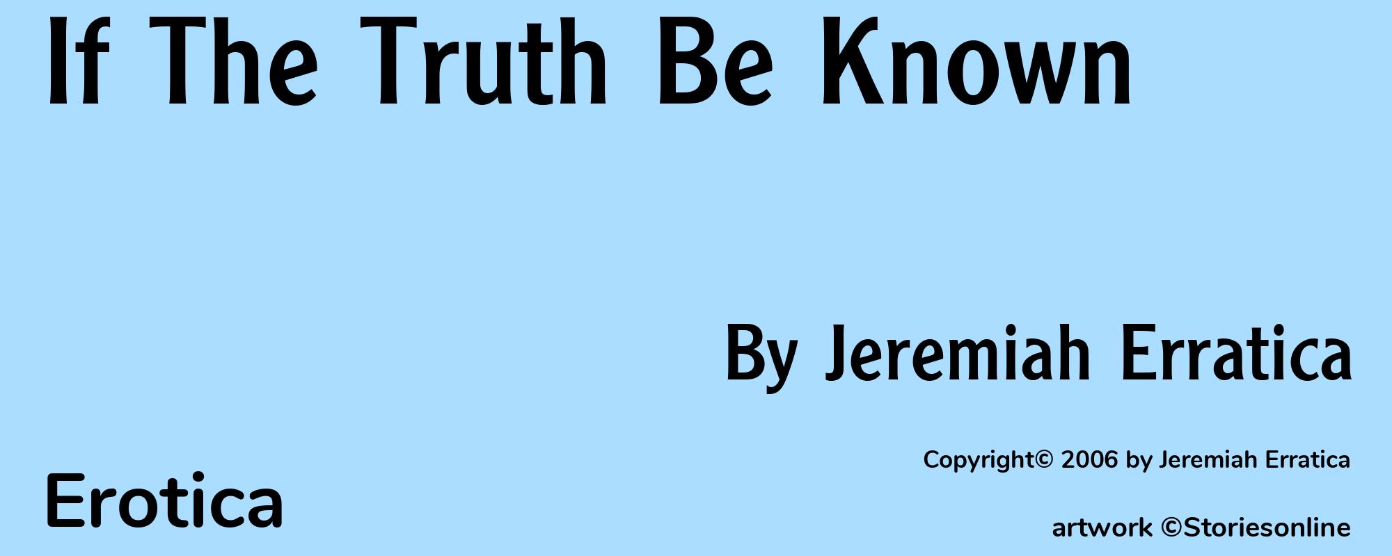 If The Truth Be Known - Cover