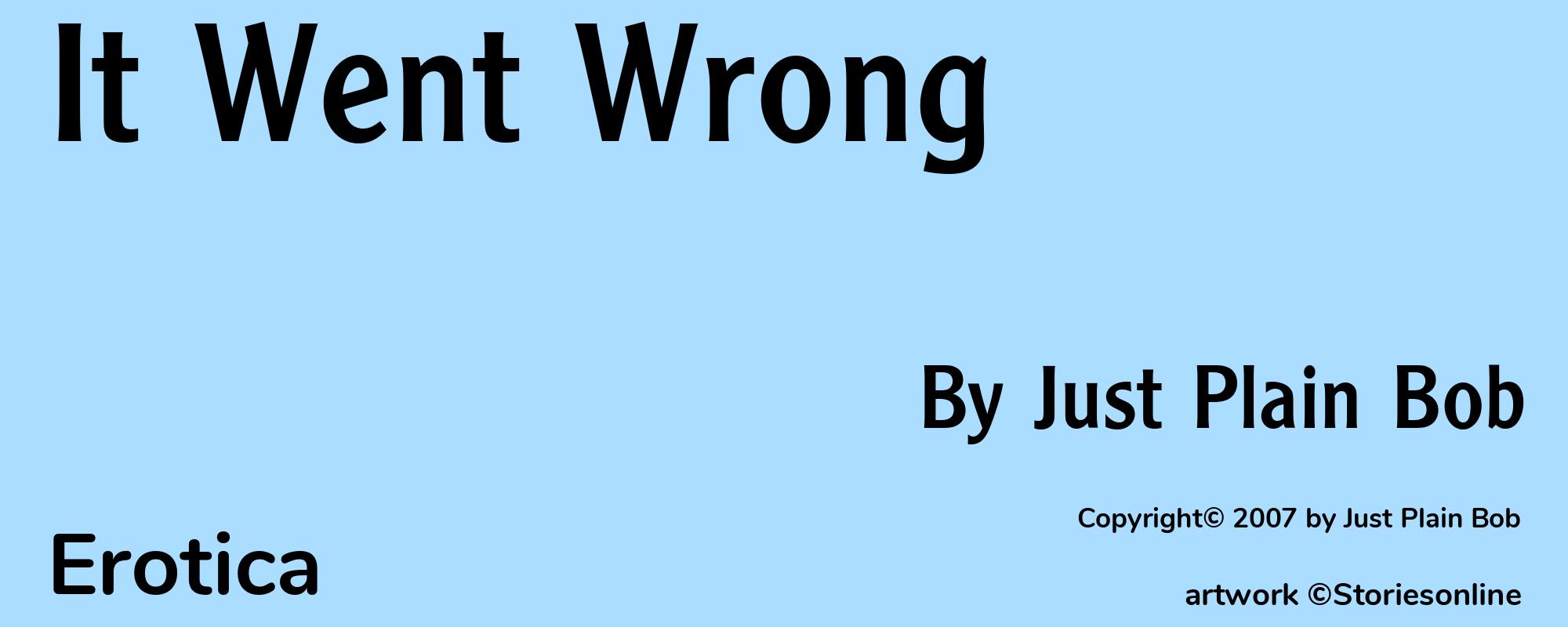 It Went Wrong - Cover
