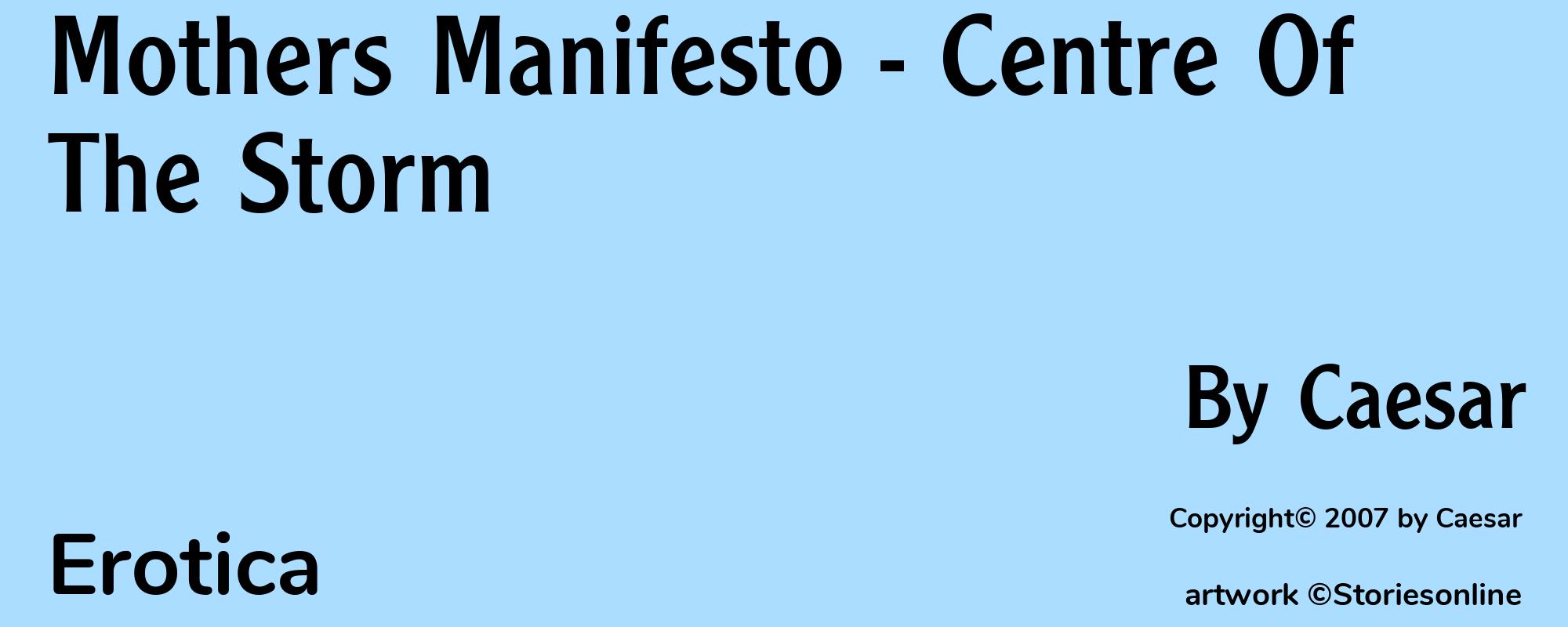 Mothers Manifesto - Centre Of The Storm - Cover