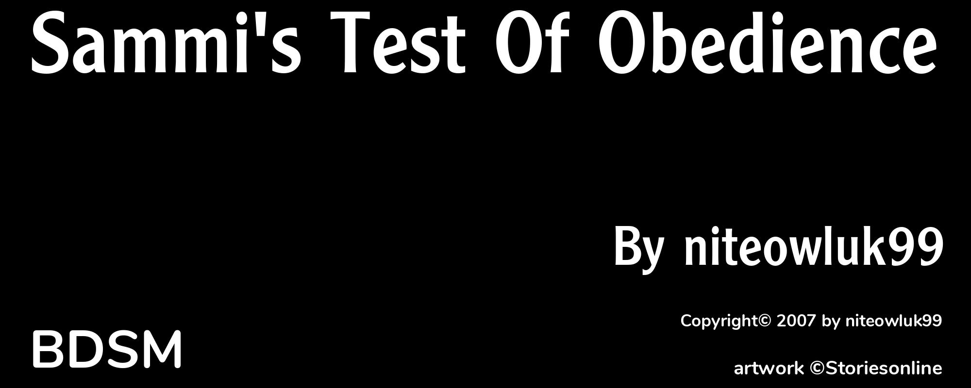 Sammi's Test Of Obedience - Cover