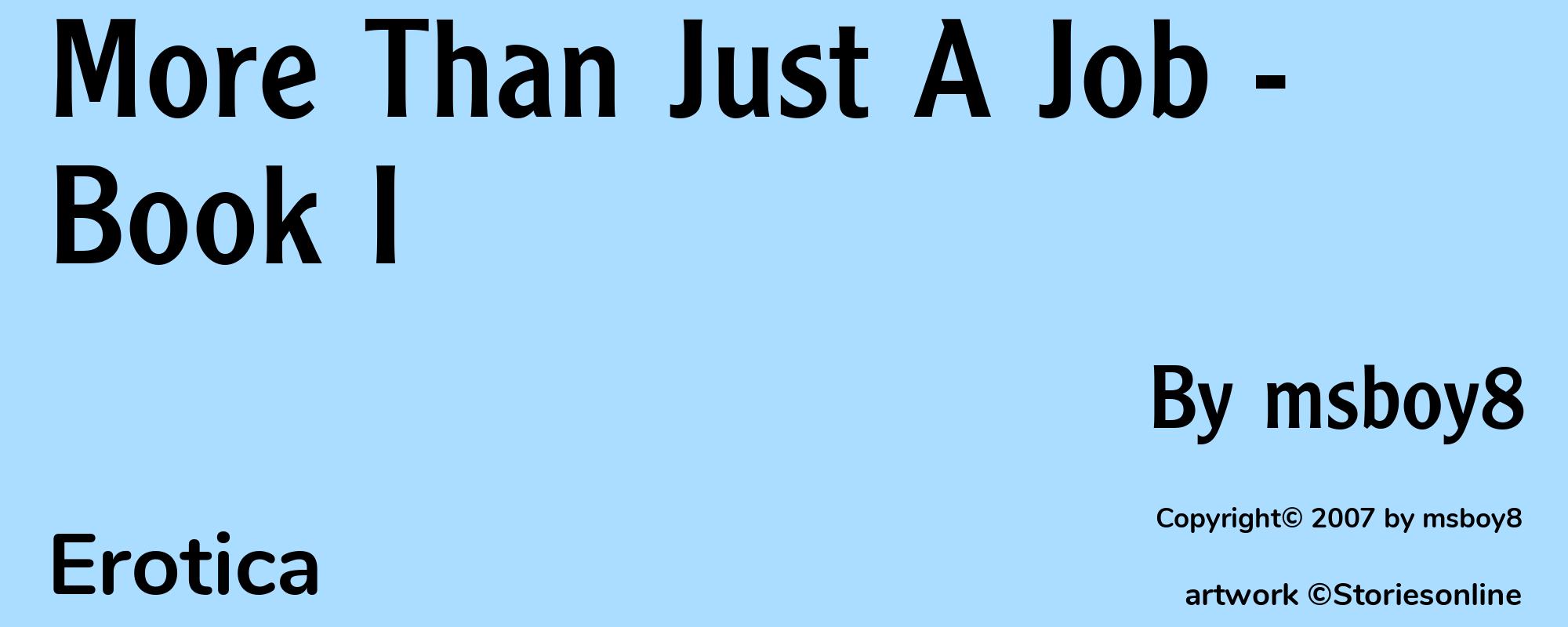 More Than Just A Job - Book I - Cover