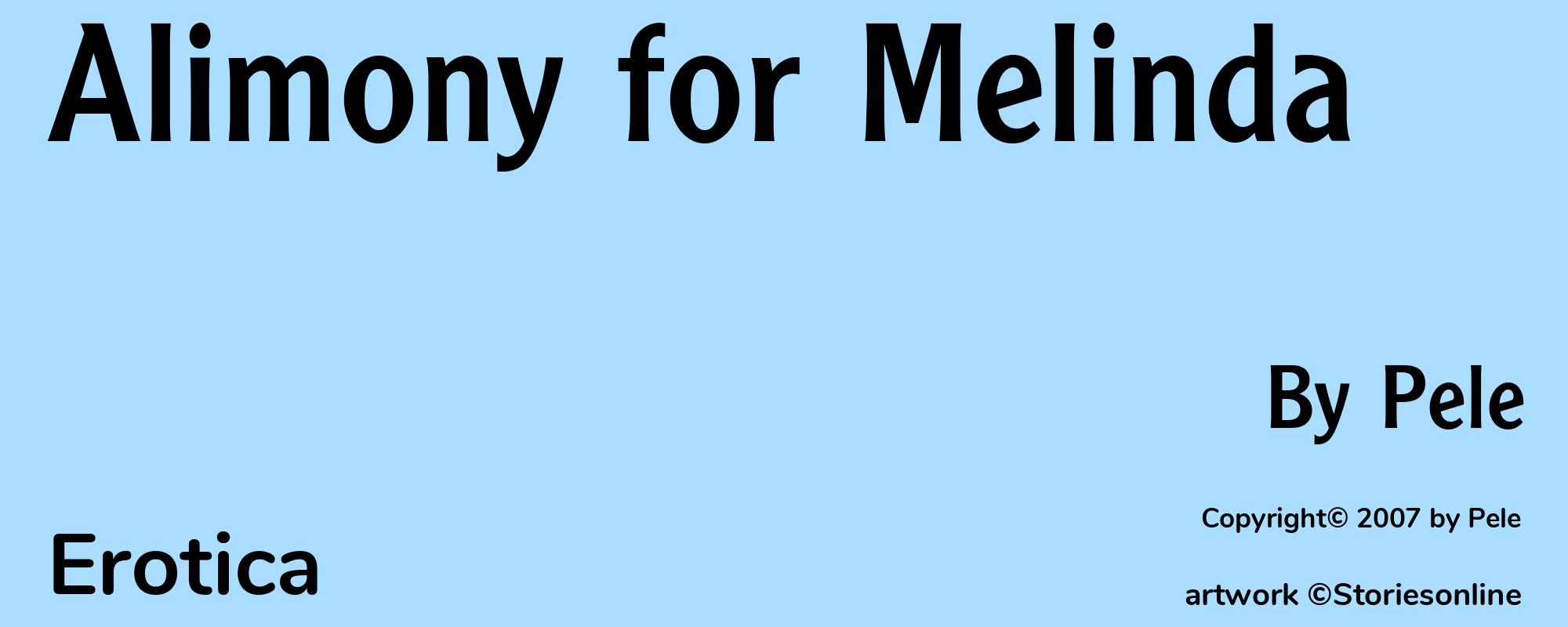 Alimony for Melinda - Cover