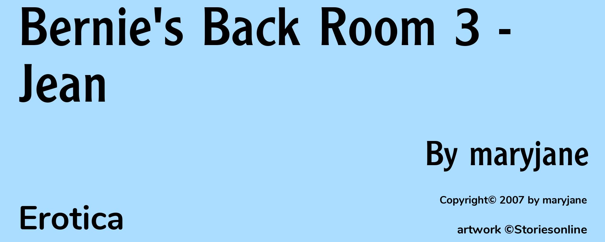 Bernie's Back Room 3 - Jean - Cover