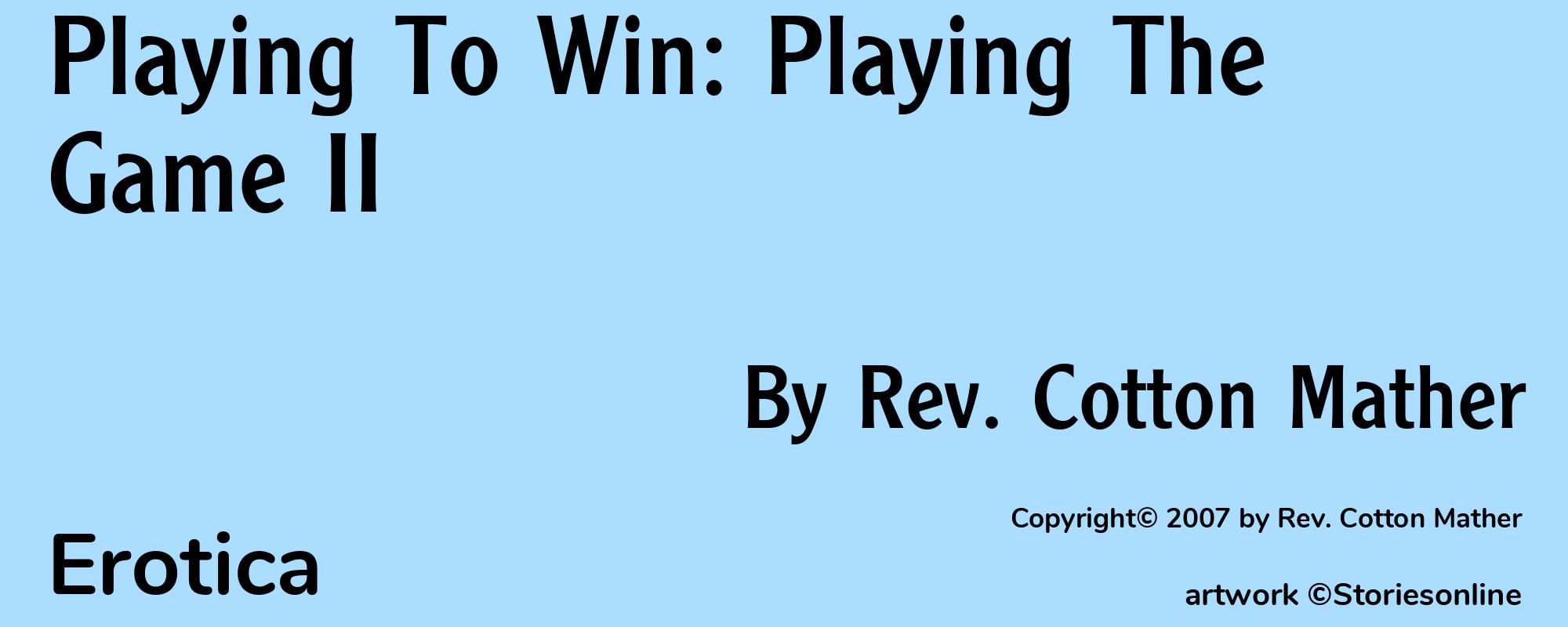 Playing To Win: Playing The Game II - Cover