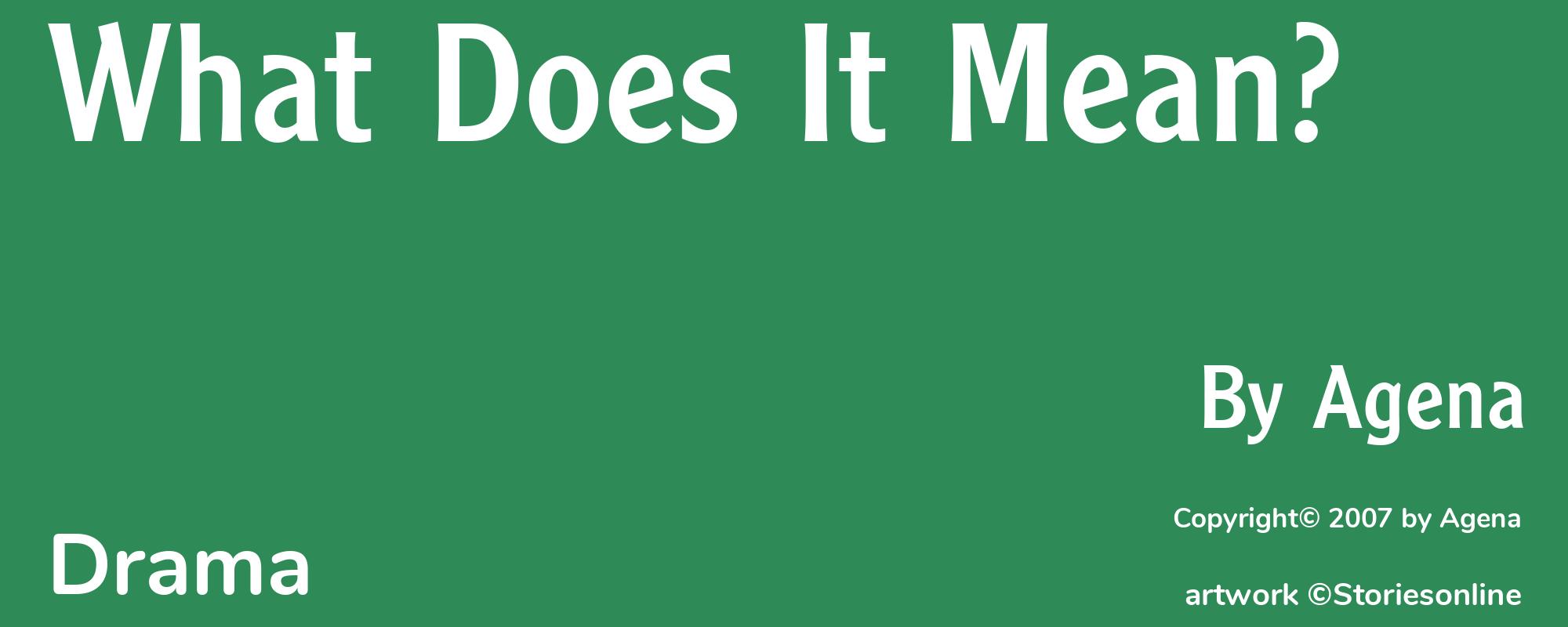 What Does It Mean?  - Cover