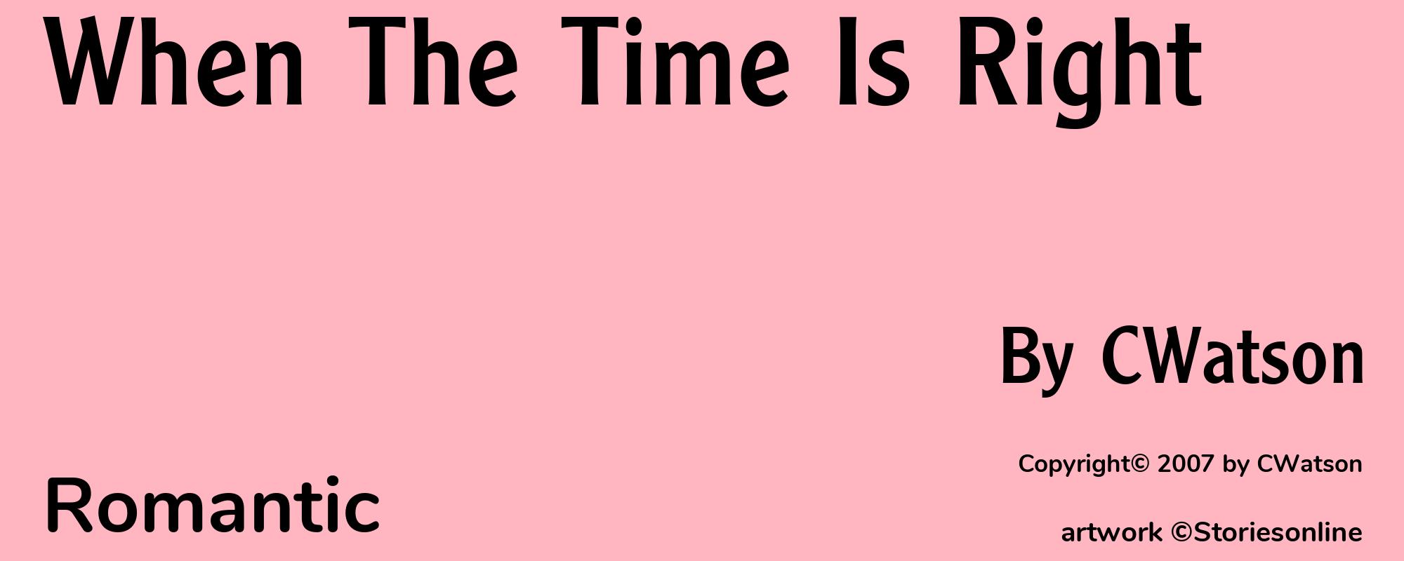 When The Time Is Right - Cover