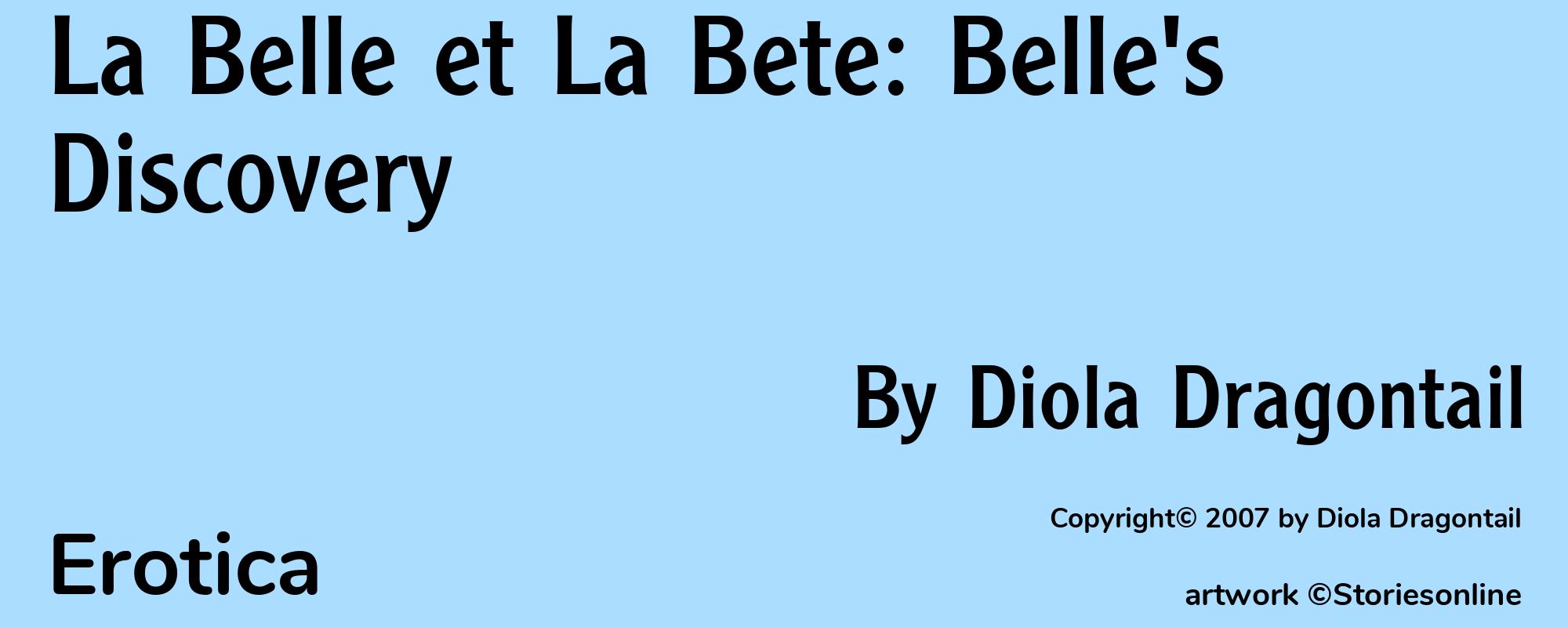 La Belle et La Bete: Belle's Discovery - Cover