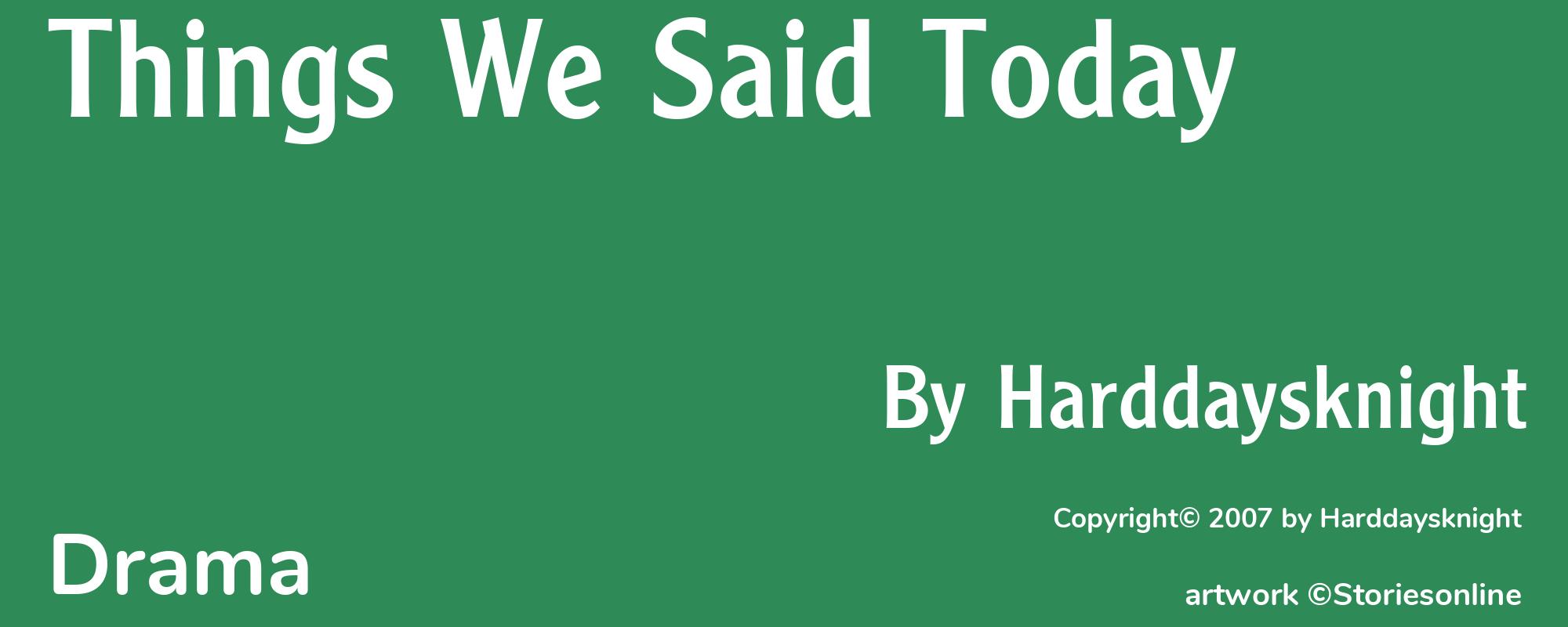Things We Said Today - Cover